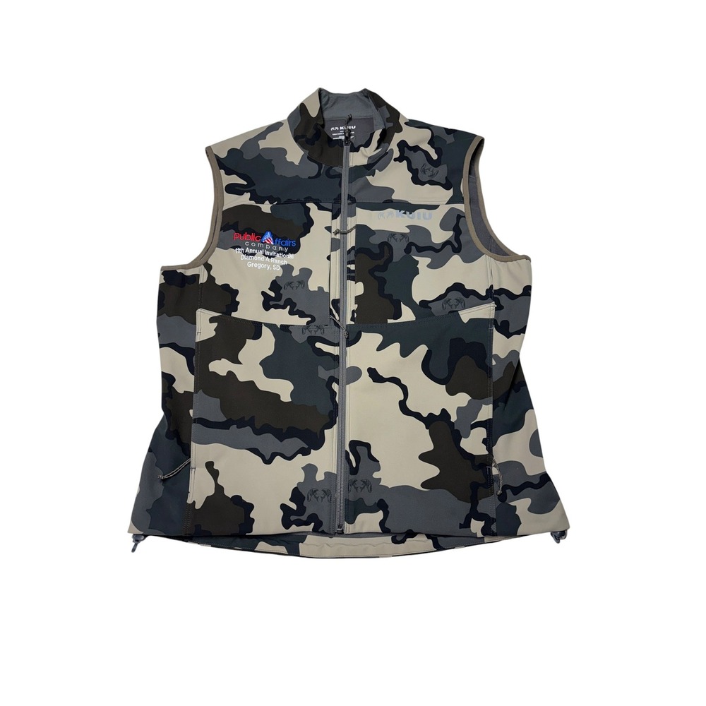KUIU Vias Camo Vest Mens Medium Toray Fabric Fleece Lined Full Zip Hunting